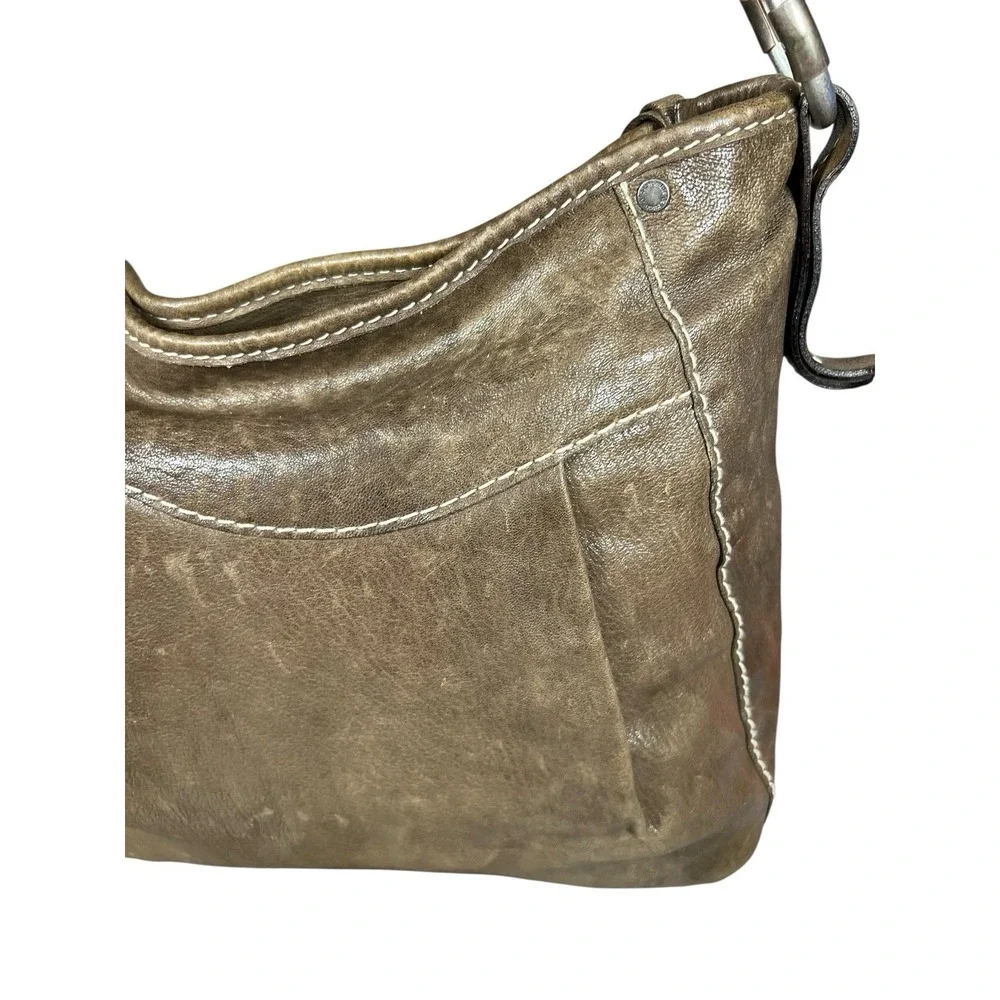 Abercrombie & Fitch Y2K‎ 00's Leather Hobo Shoulder Bag Slouchy Distressed Brown